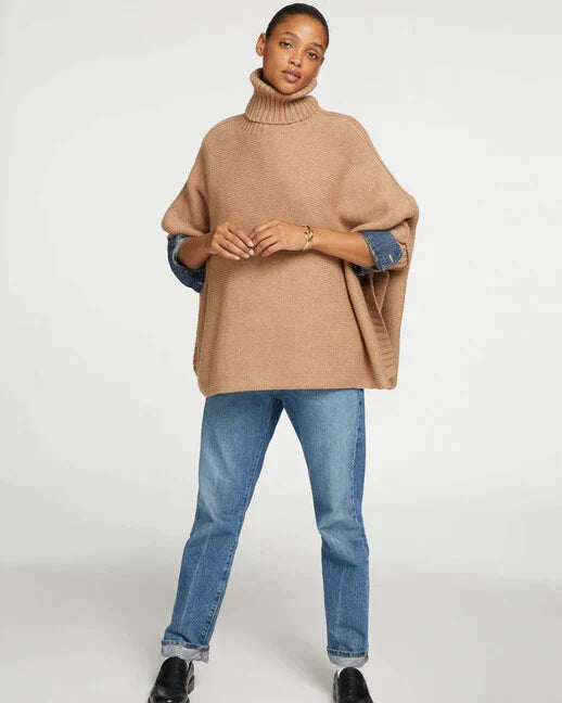 Kujten Ciara Oversized Cashmere Poncho With Collar