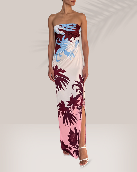 Rococo Sand Eve Off Shoulder Ruched Maxi Dress