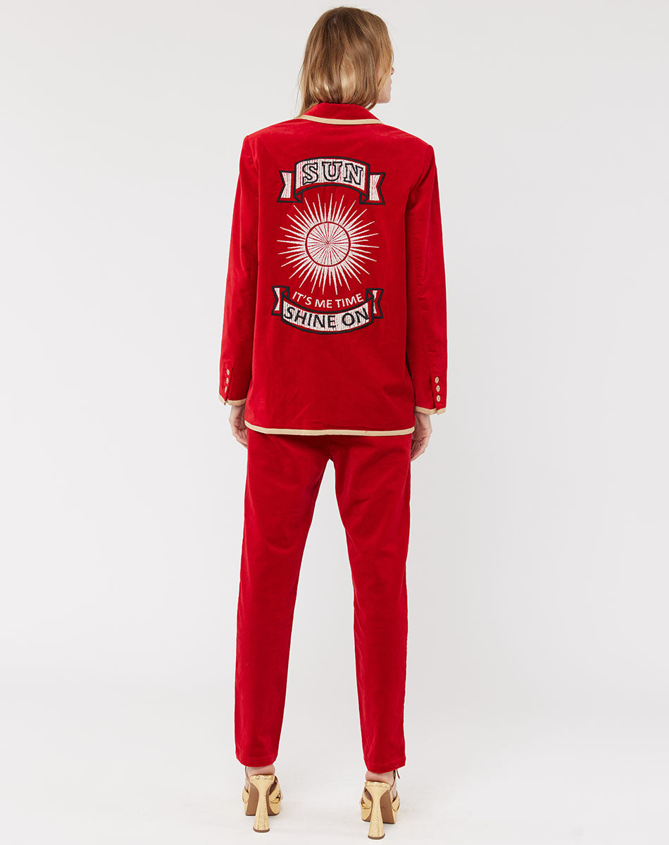 Me 369 Simone Velours Red Blazer