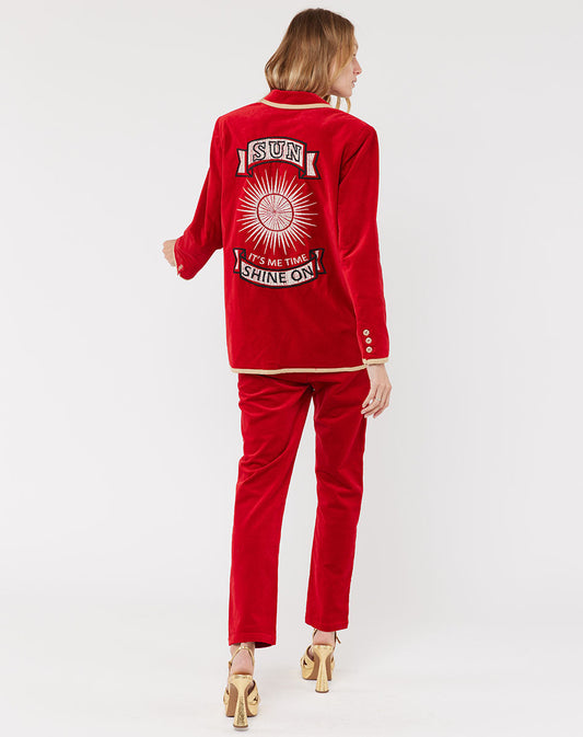 Me 369 Simone Velours Red Blazer