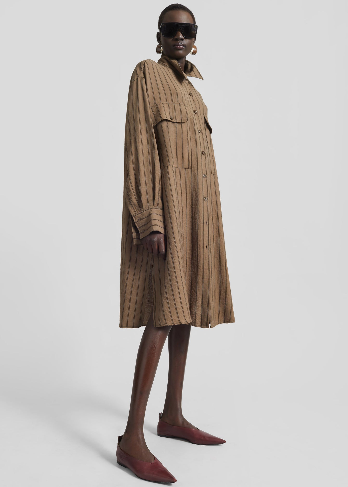 Albegna Shirt Dress - Brown Stripe