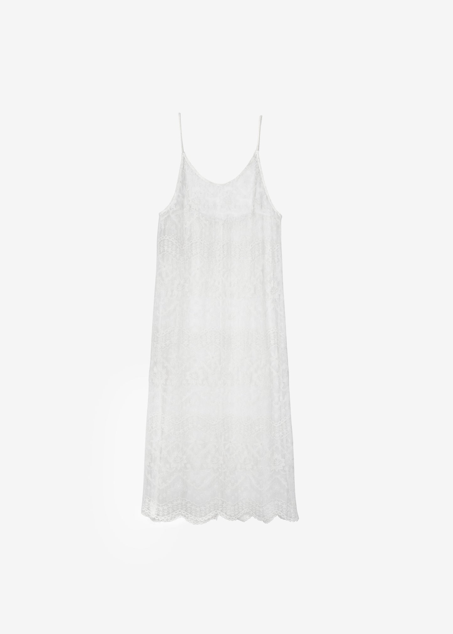 Berzi Sheer Lace Midi Dress - White