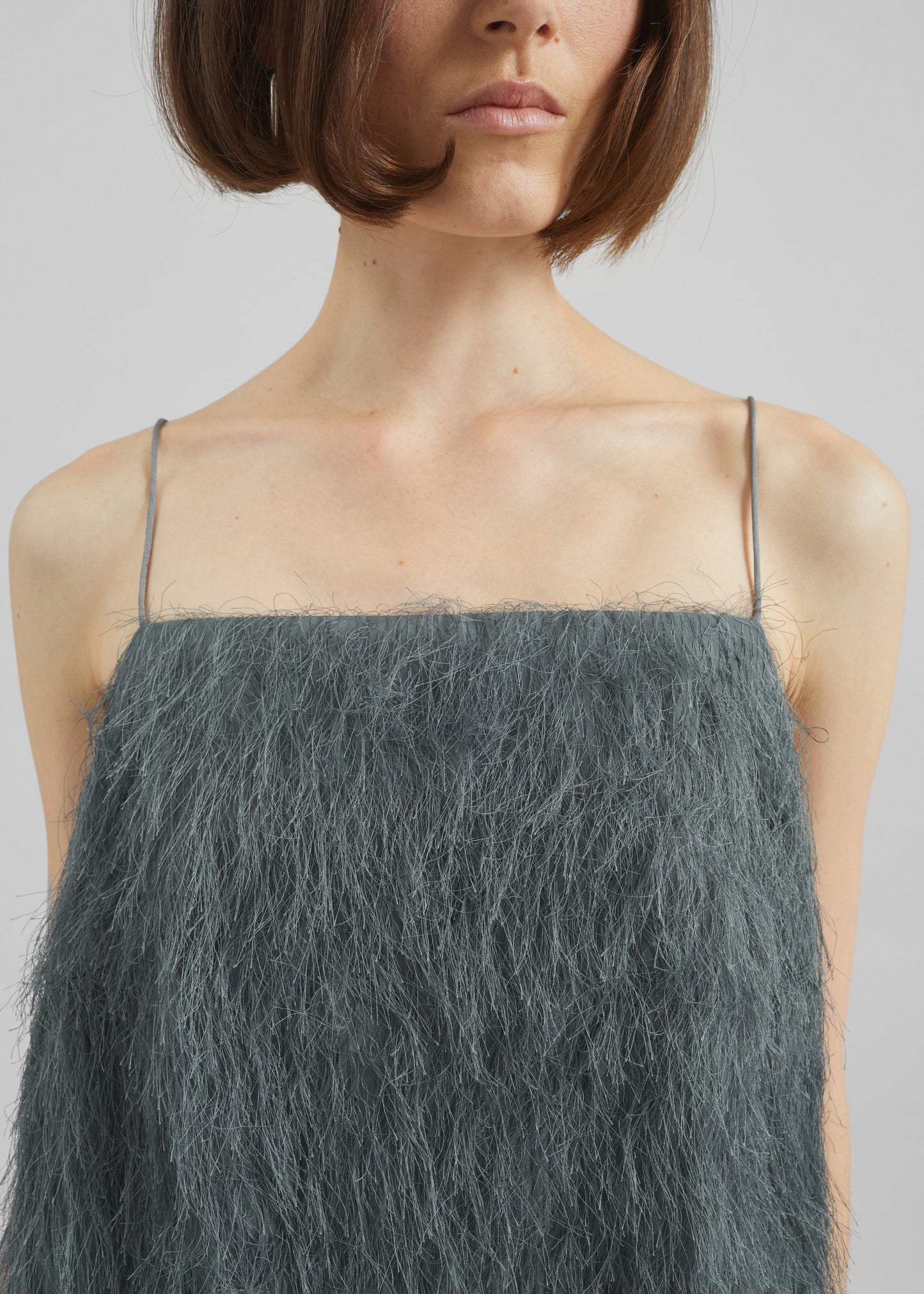 Biarritz Fringed Mini Dress - Storm Grey