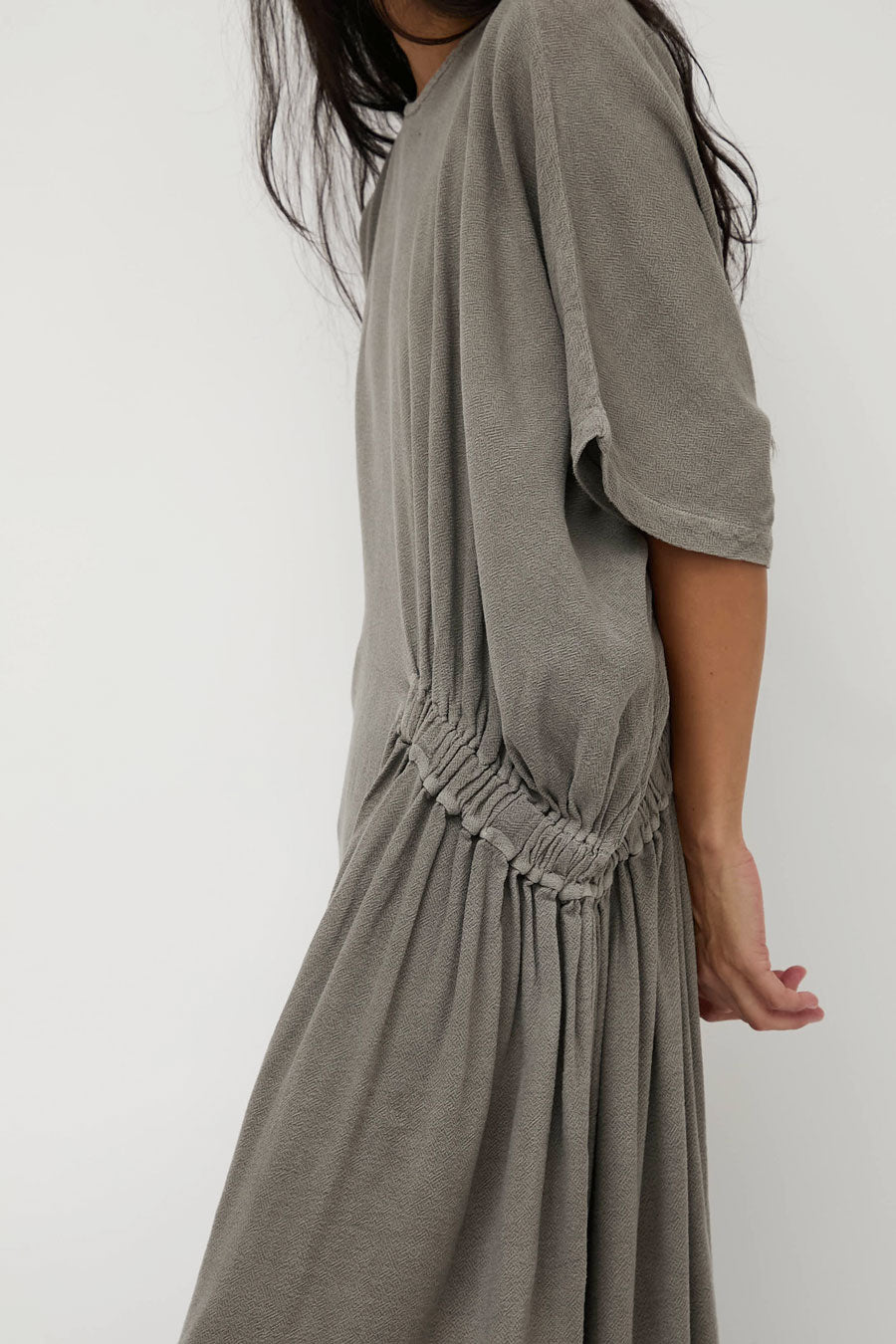 Black Crane Greek Dress in Dark Stone