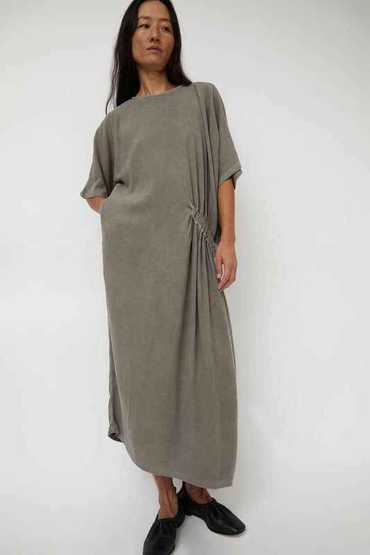 Black Crane Greek Dress in Dark Stone