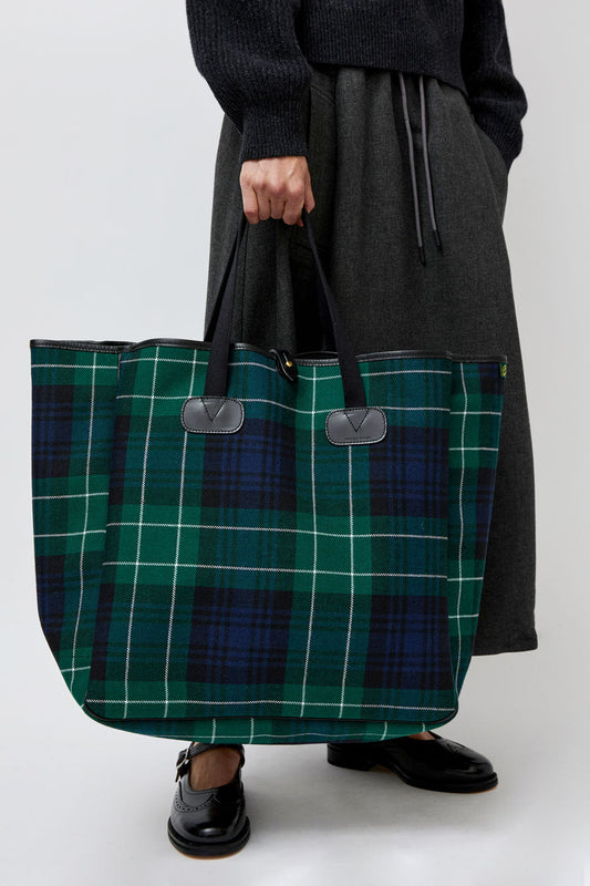 Brady Large Carryall in Green Tartan Wool