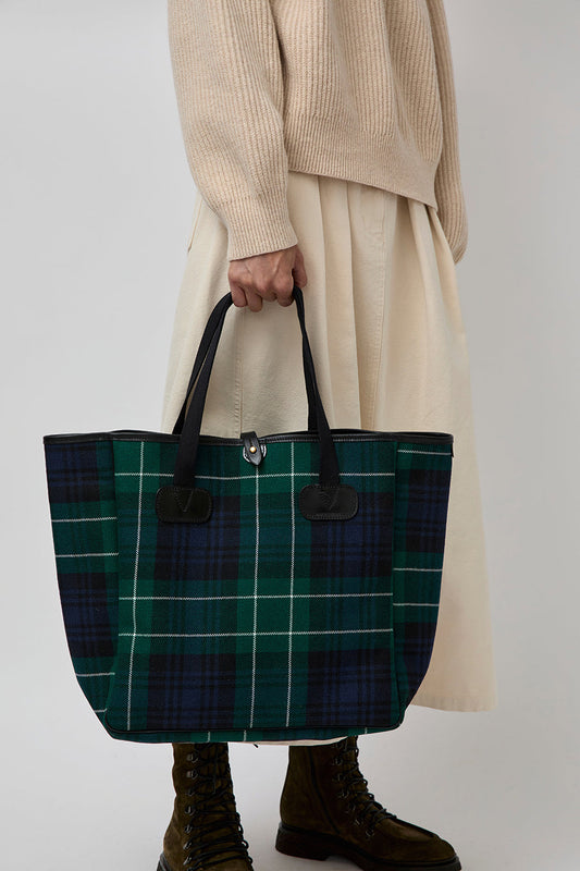 Brady Small Carryall in Green Tartan Wool