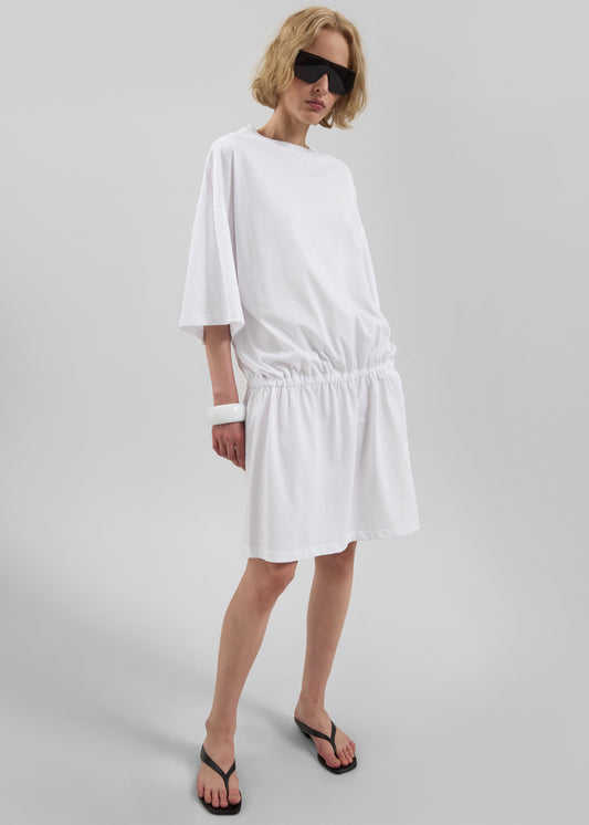 Calitri Drop Waist T-Shirt Dress - White