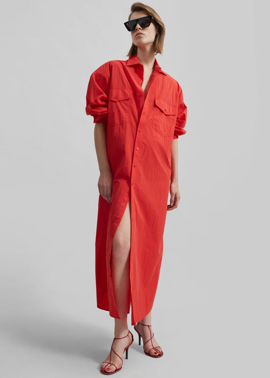 Calren Shirt Dress - Red