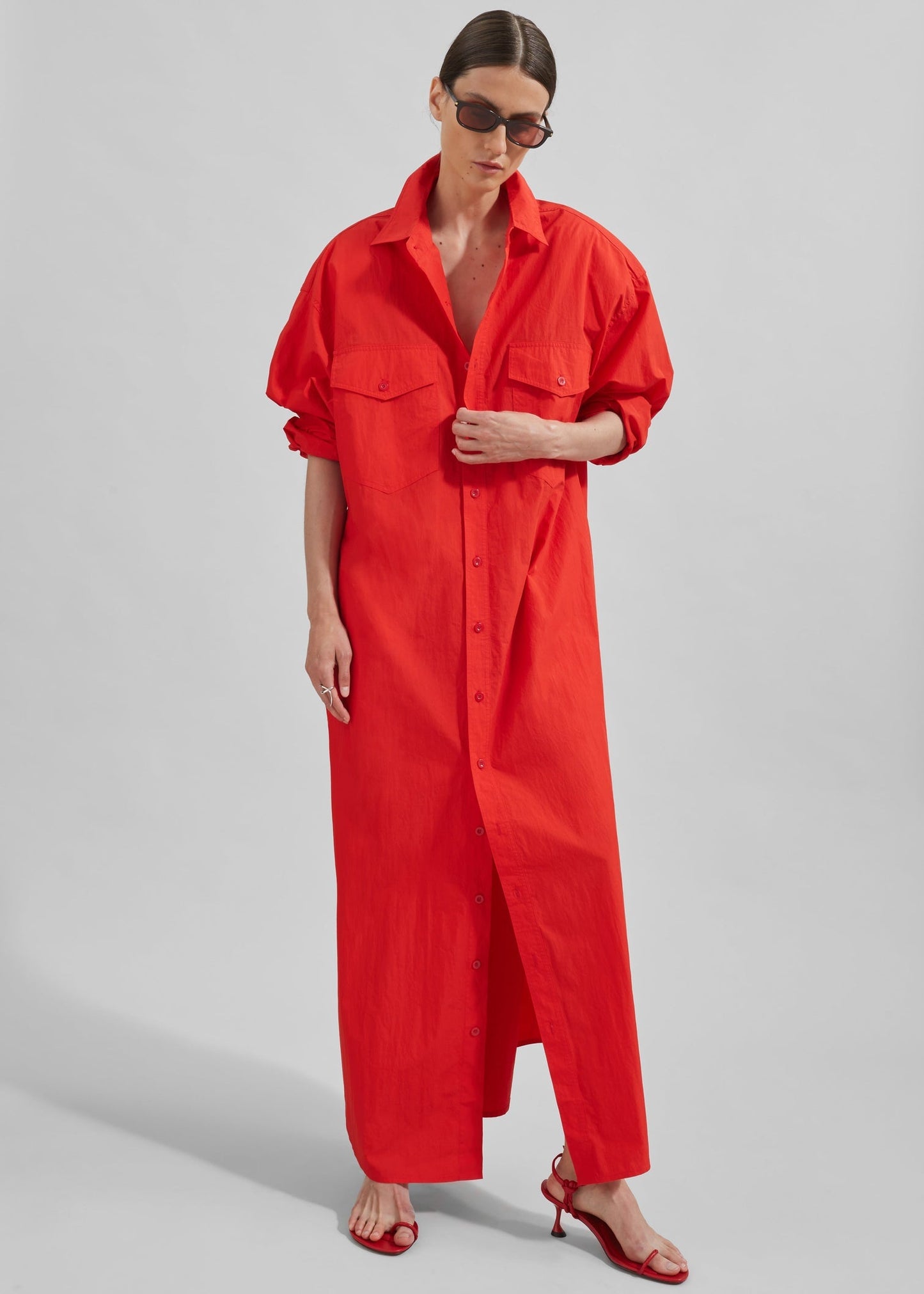Calren Shirt Dress - Red