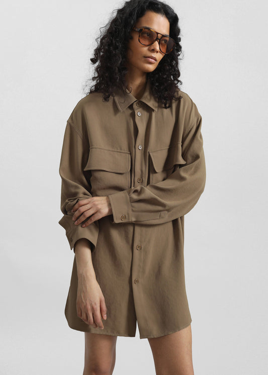 Carbis Cargo Shirt Dress - Camel