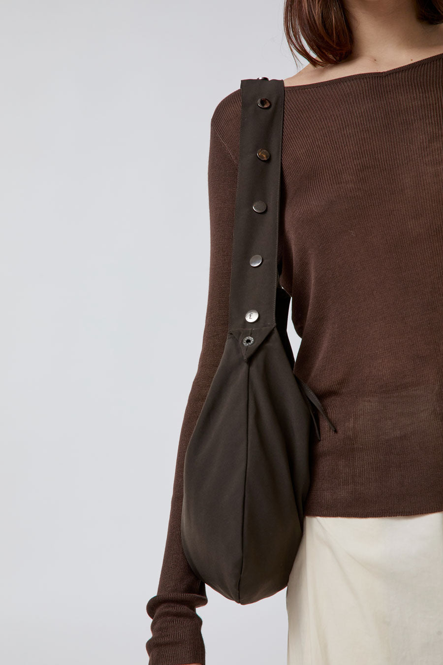 Deiji Studios Press Stud Saddle Bag in Dark Chocolate