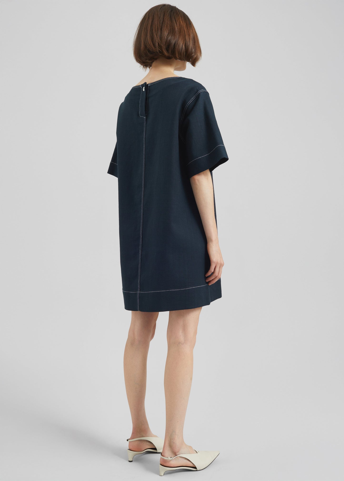 Ellerton Contrast Stitch Dress - Dark Navy