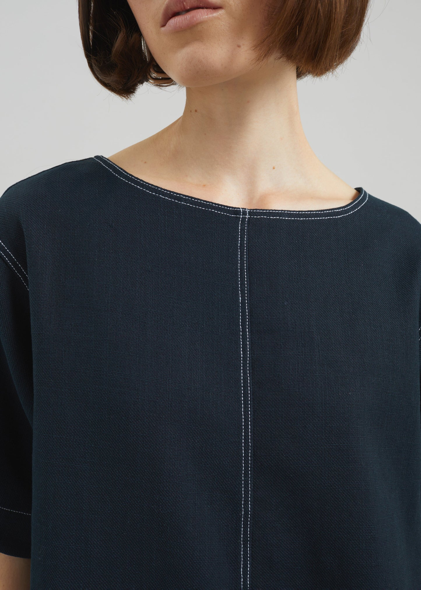 Ellerton Contrast Stitch Dress - Dark Navy