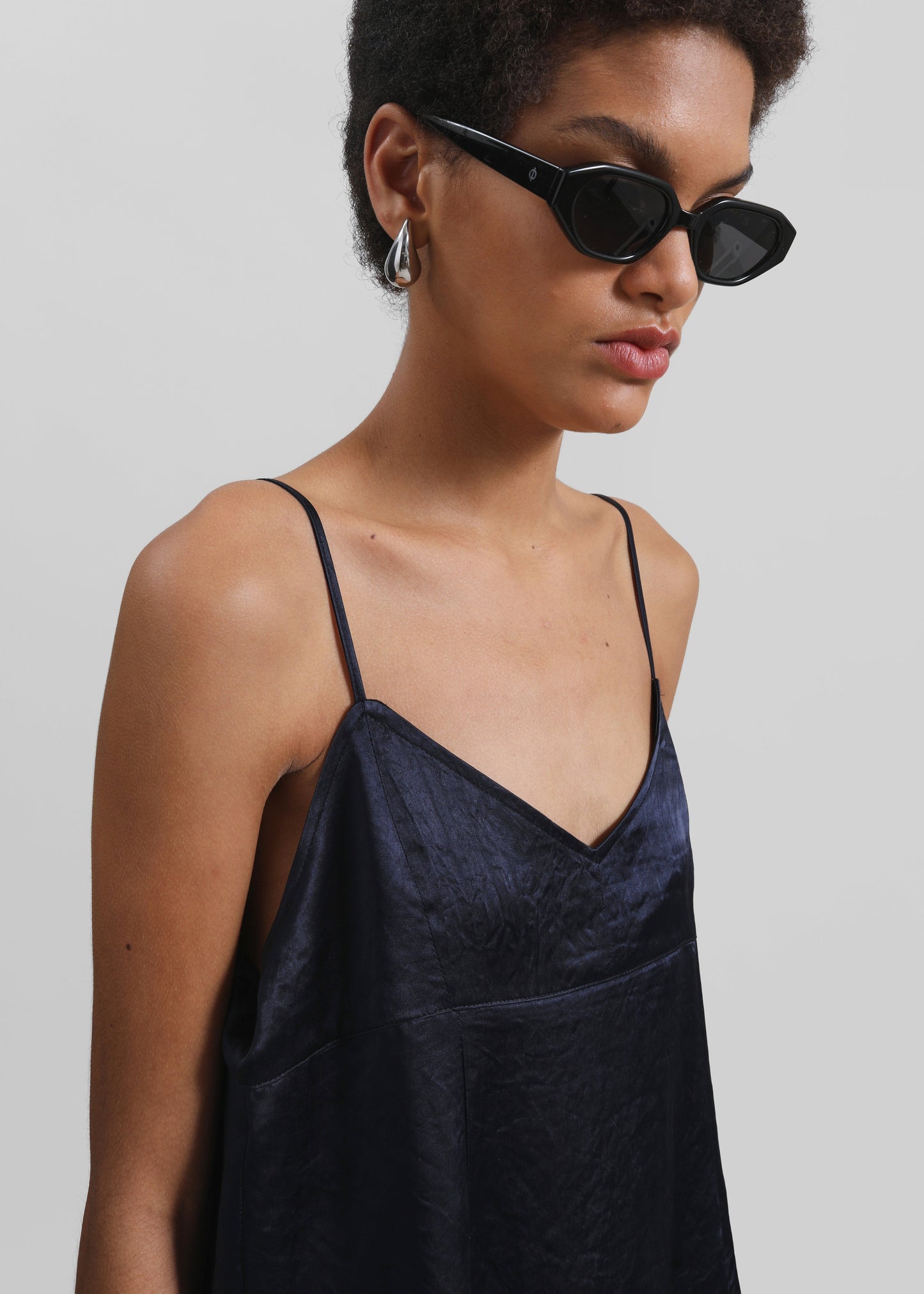 Elma Satin Mini Dress - Navy