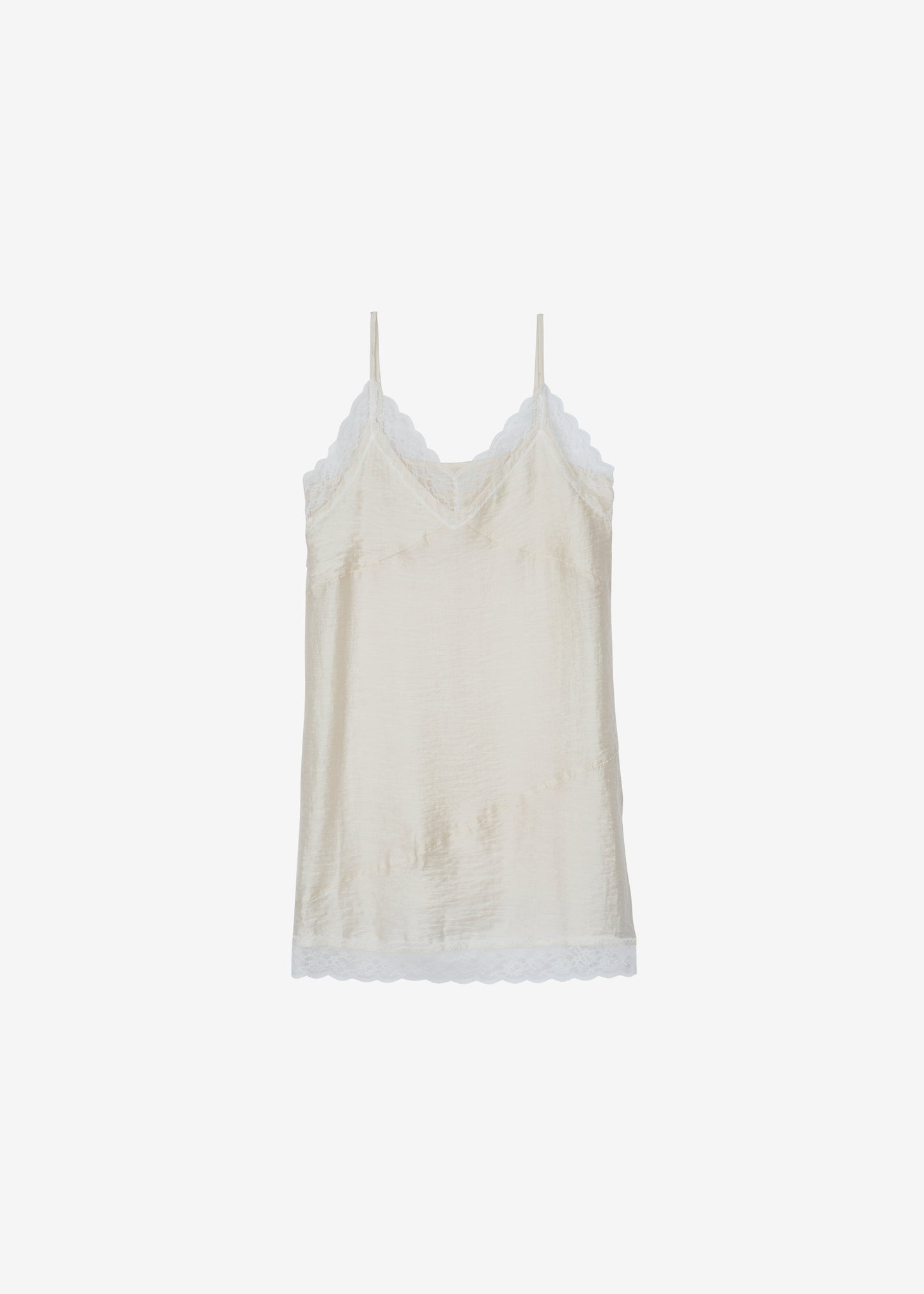 Elvina Lace Trim Slip Dress - Cream