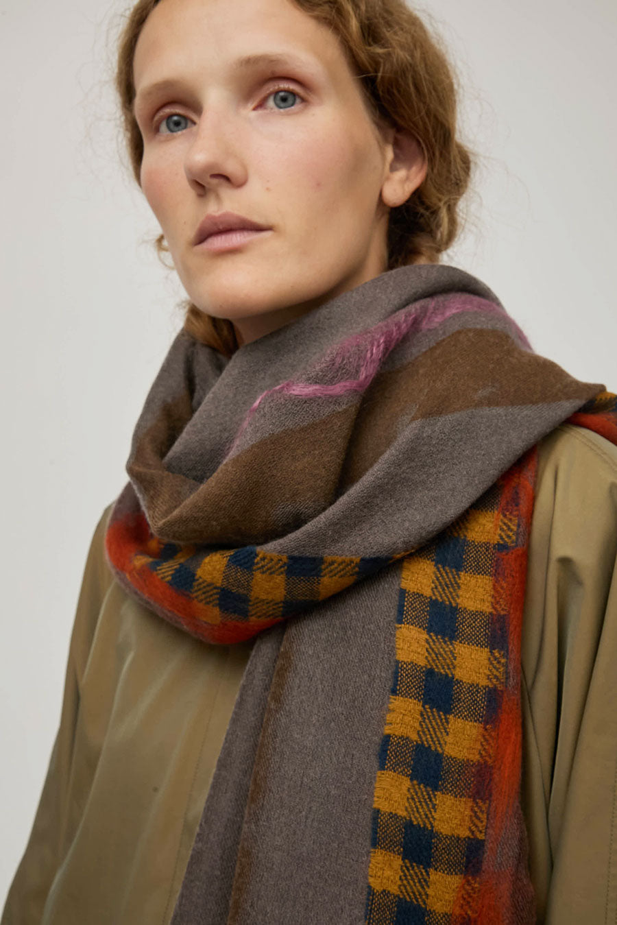 Exquisite J Hand Dyed Scarf with Stripes in Brown