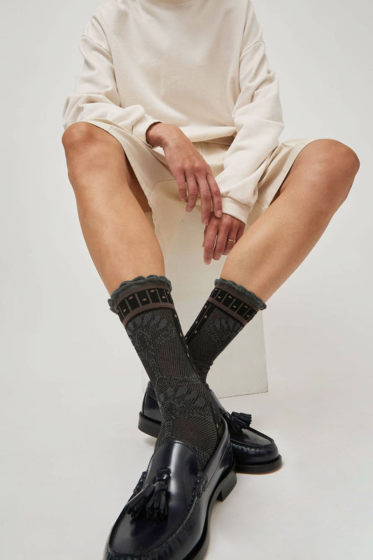 Exquisite J Paolina Jacquard Socks in Midnight