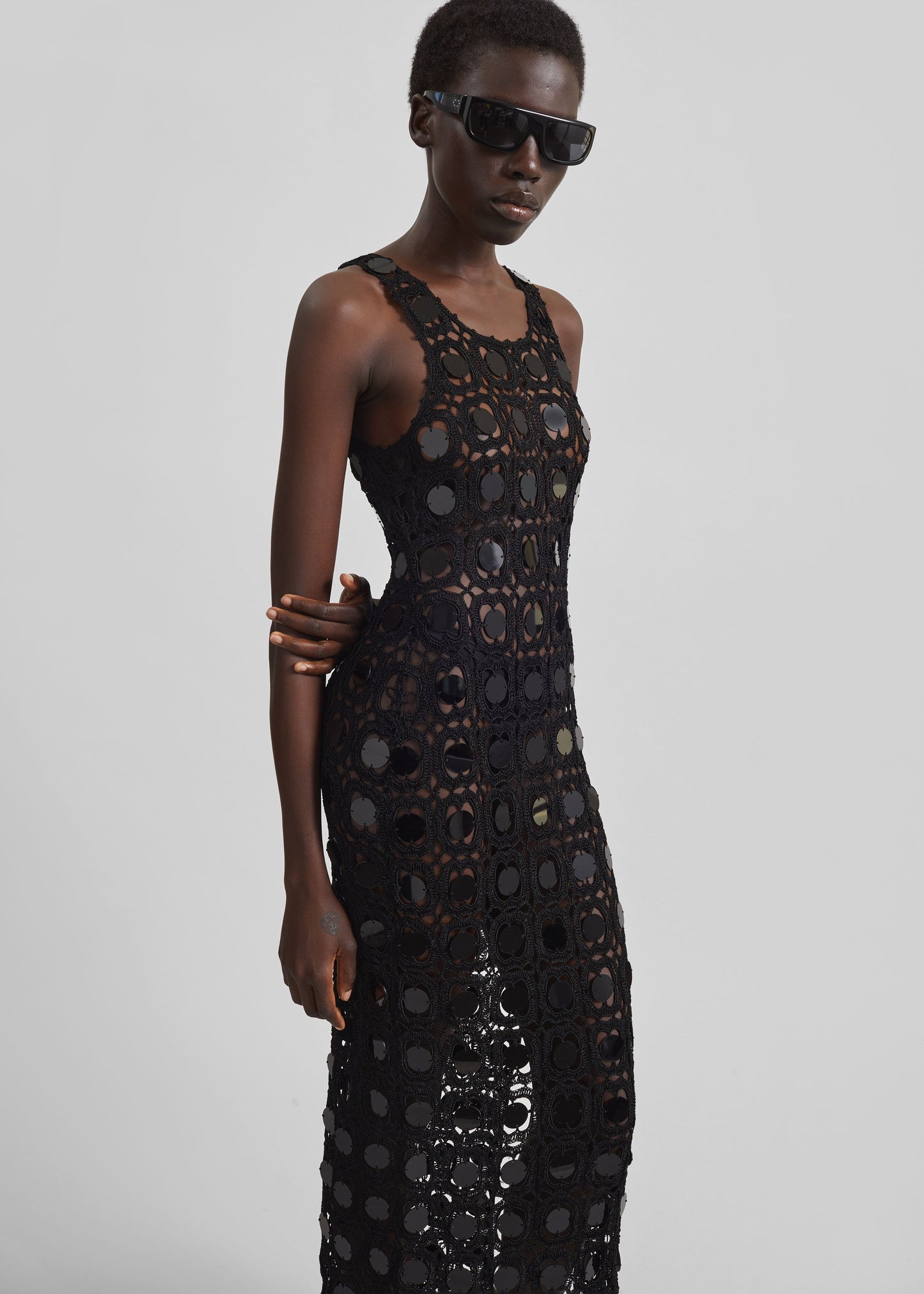 Hamina Mirror Crochet Dress - Black