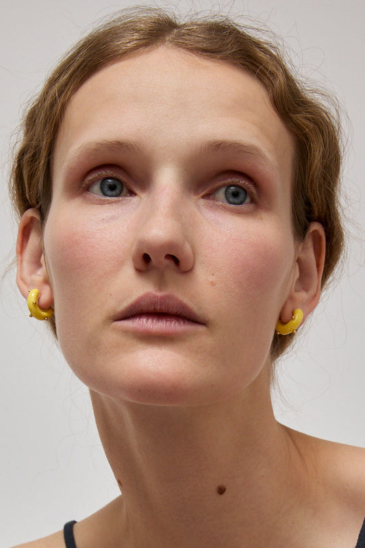 Hannayoo Works Mini Moons Earrings in Butter Yellow