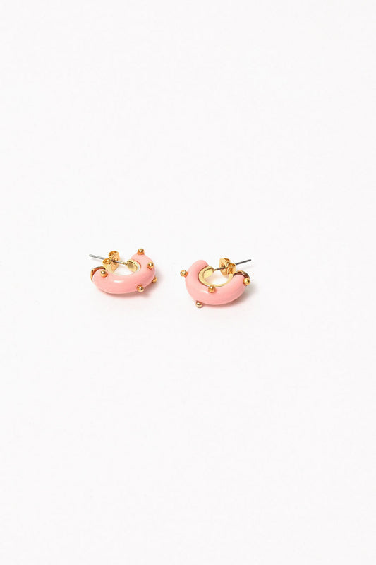 Hannayoo Works Mini Moon Earrings in Pink