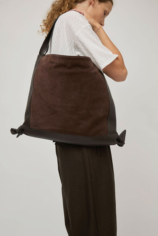 Hereu Cador Suede Bag in Dark Brown