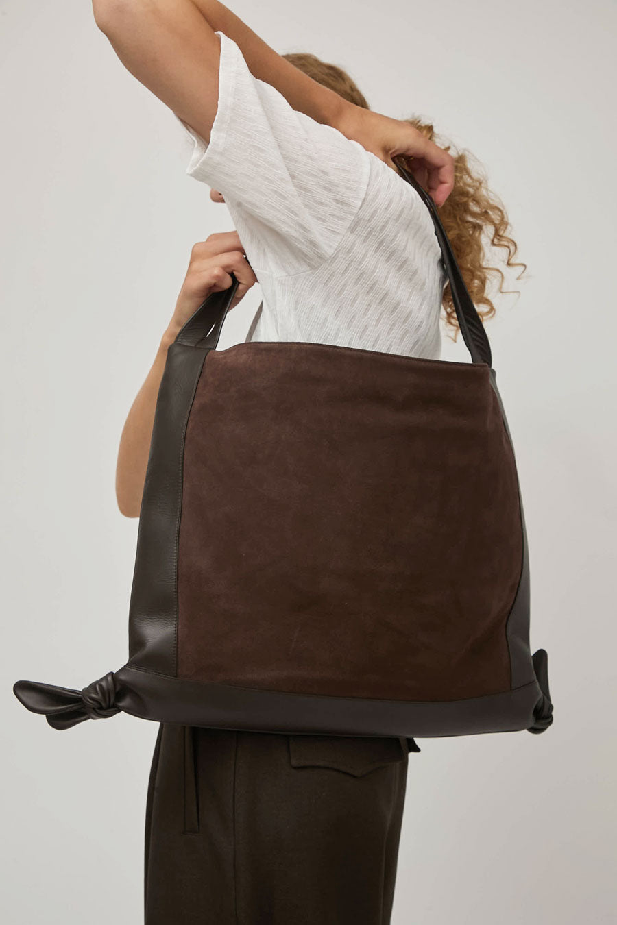Hereu Cador Suede Bag in Dark Brown