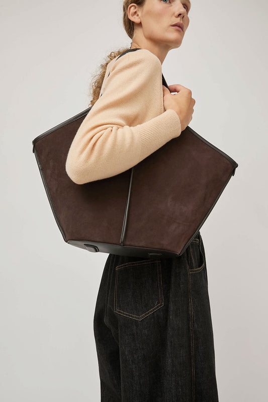 Hereu Calella Suede Bag in Dark Brown