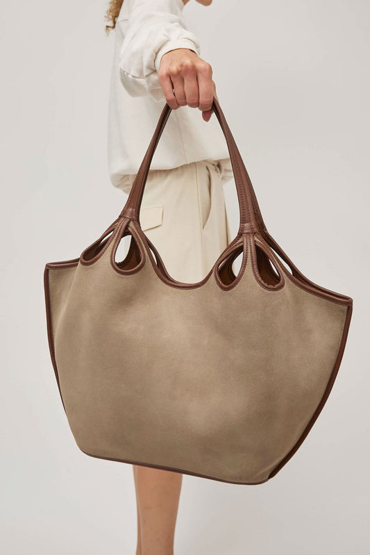 Hereu Escala Suede Bag in Grey and Chestnut