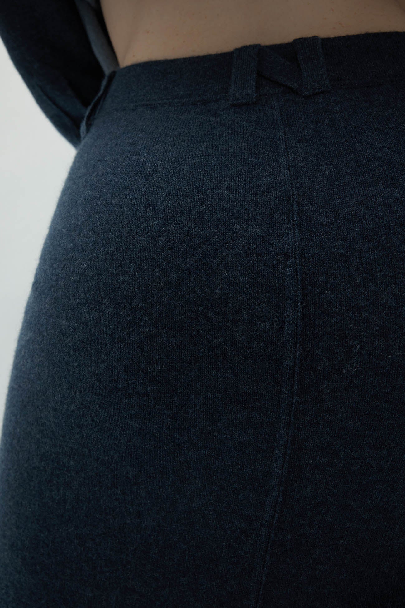 VENICE DENIM CASHMERE MIDI SKIRT