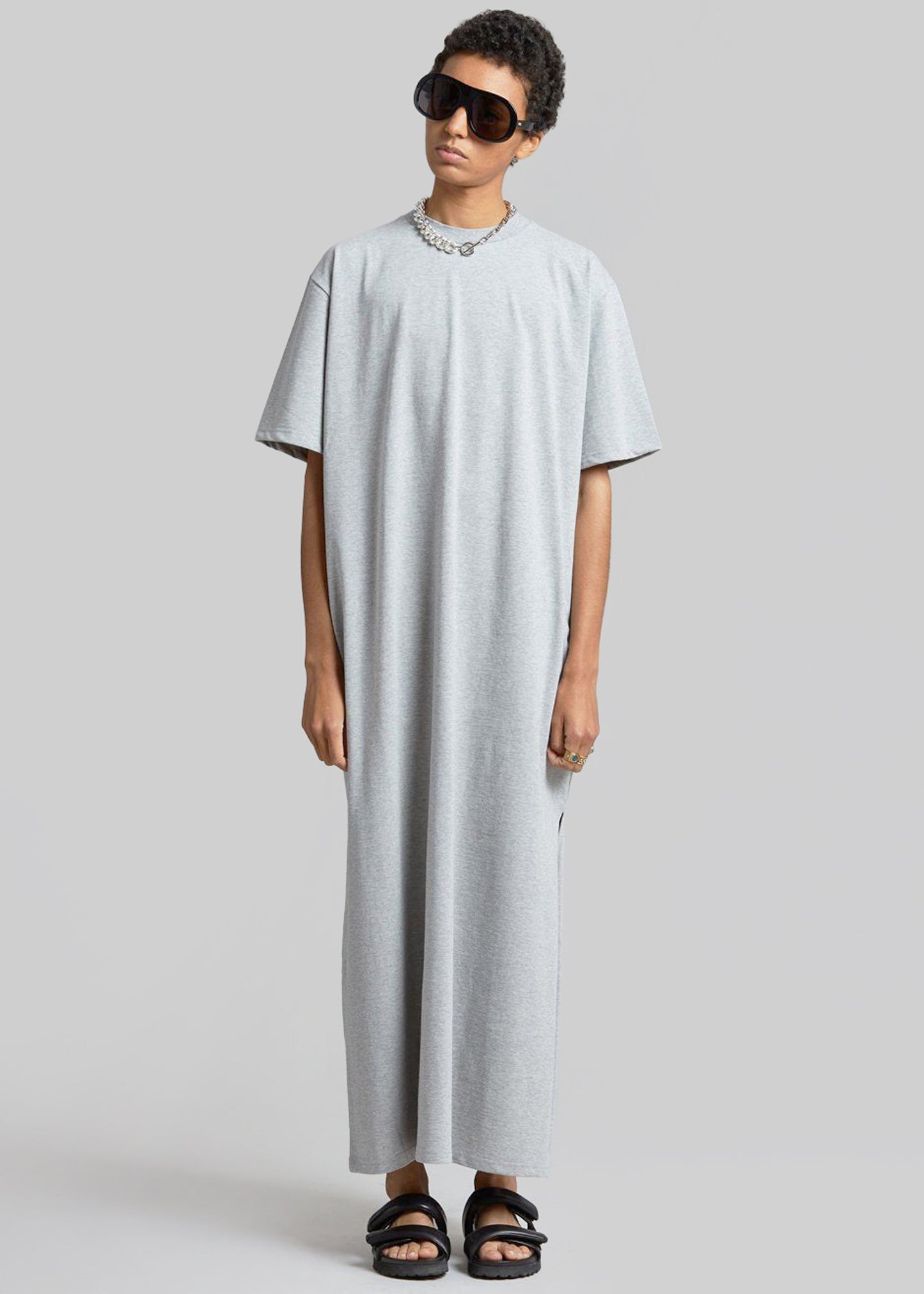 Lou Oversized Tee Dress - Heather Grey