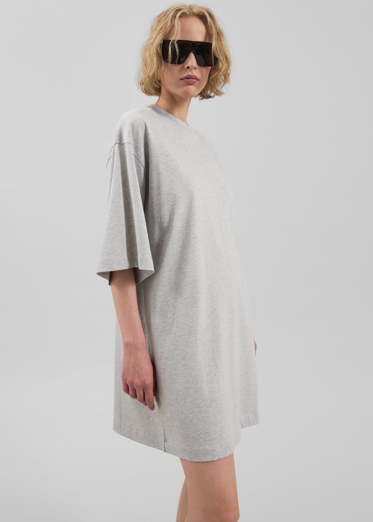 Loulou de Saison Ayaz Oversized T-Shirt Dress - Grey Melange