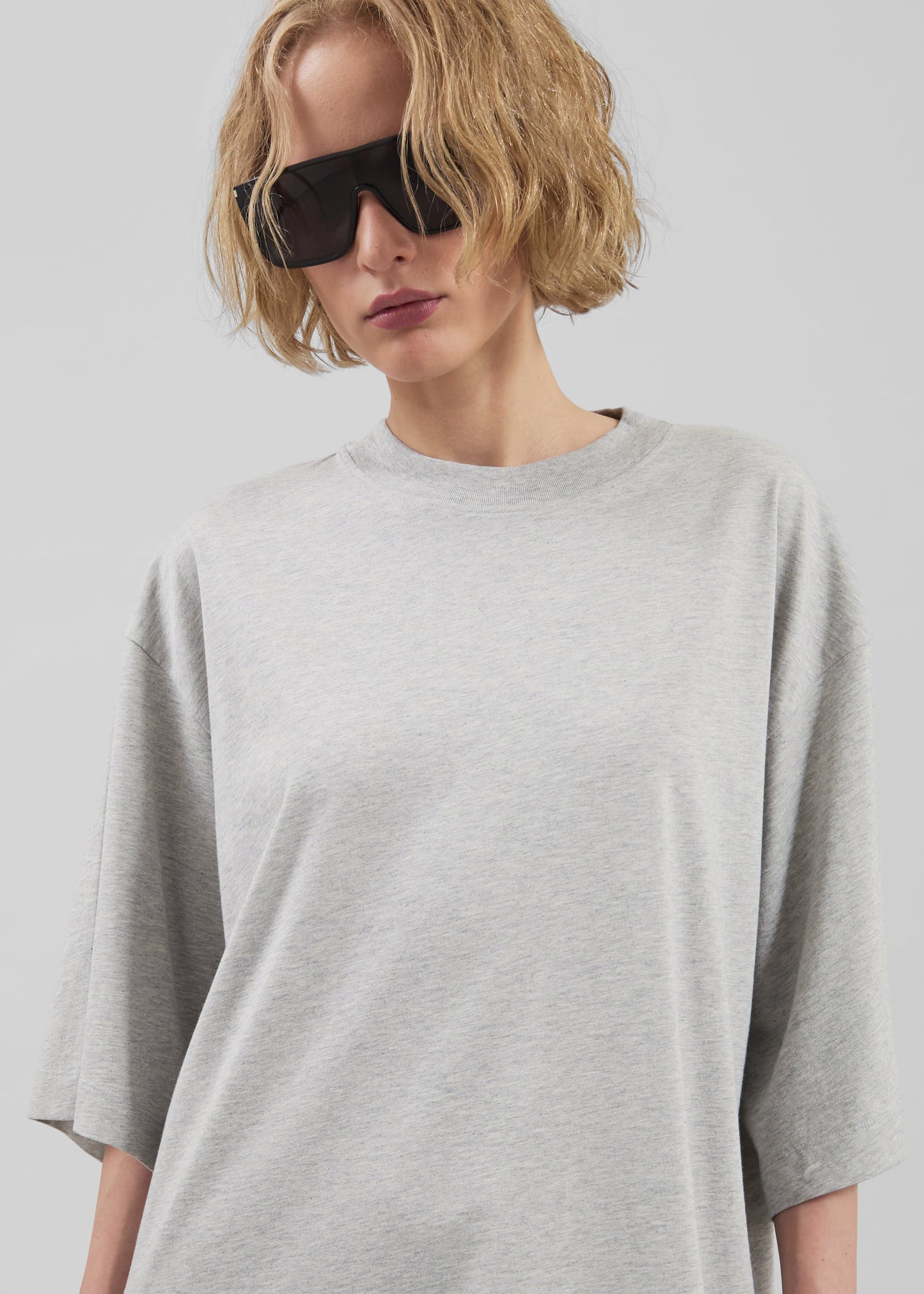Loulou de Saison Ayaz Oversized T-Shirt Dress - Grey Melange