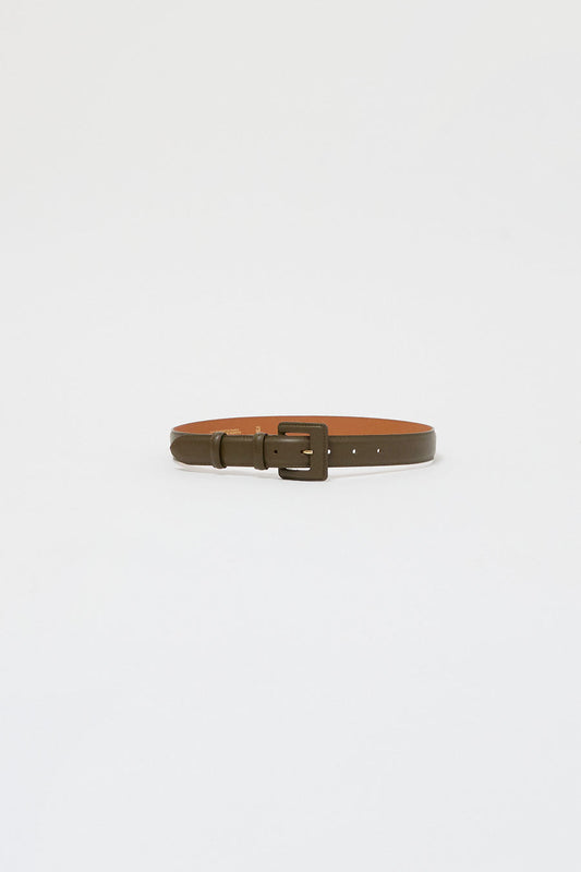 Maison Boinet Covered Buckle Leather Belt in Truffle