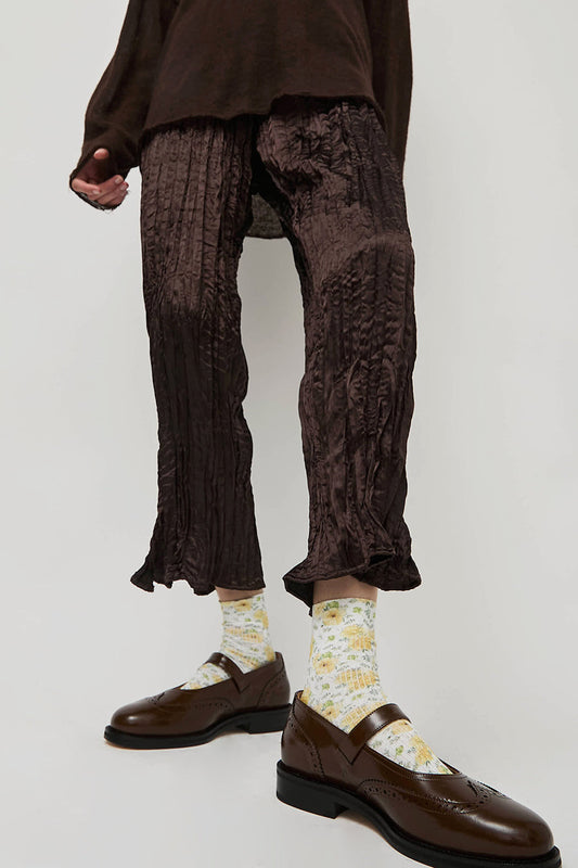 Maria La Rosa Spring Silk Ankle Socks in Yellow Flowers