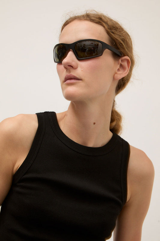 Monokel Raven Sunglasses in Matte Black and Green