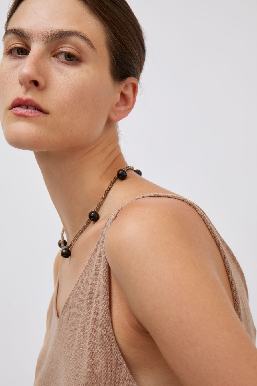 Mussels and Muscles Dew Necklace in Smoky Quartz and Onyx