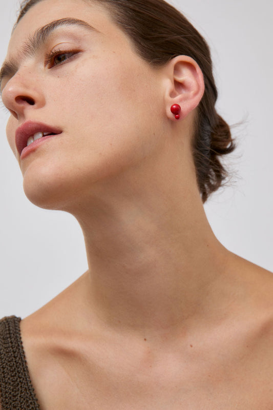 Mussels and Muscles Glyzinia Bicolor Single Earstud in Coral