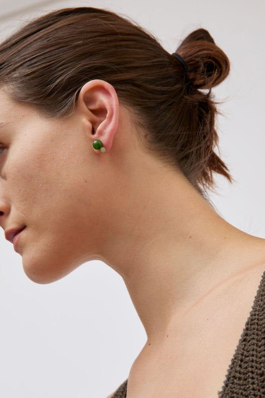 Mussels and Muscles Glyzinia Bicolor Single Earstud in Dark Green