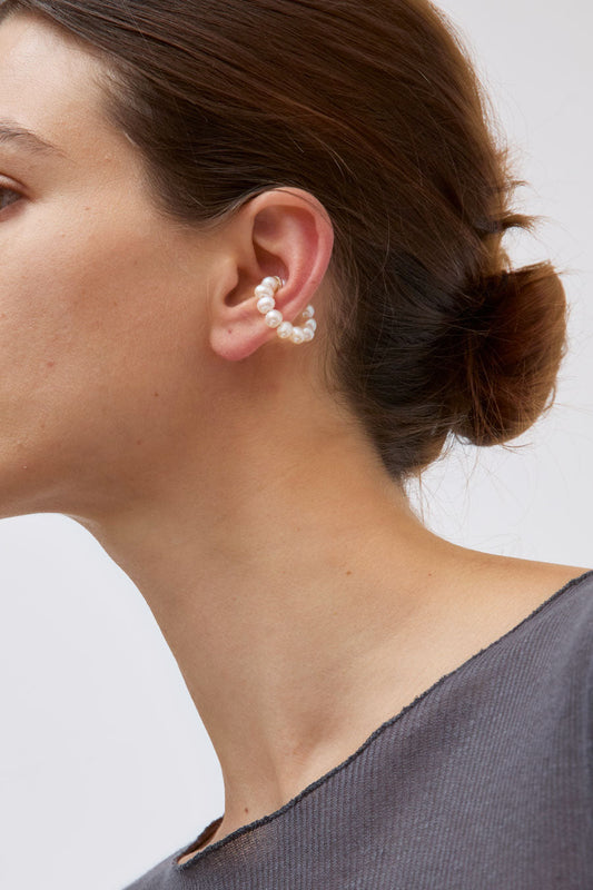 Mussels and Muscles Pearl Spheres Small Earcuff in Pearl