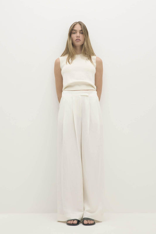 LEYNA SILK LINEN WIDE LEG PANT