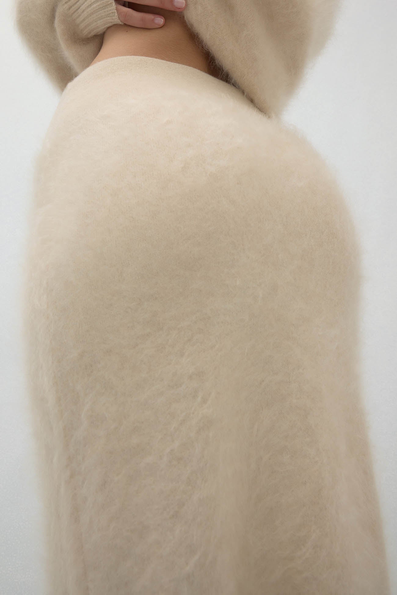 FRANCESCA BRUSHED CASHMERE MIDI SKIRT