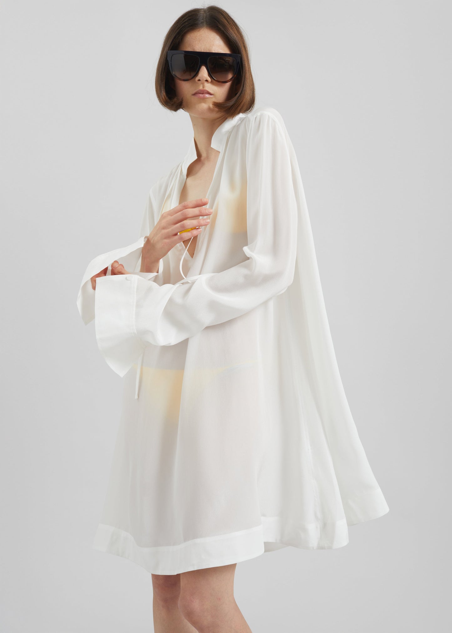 Nazare Fluid Shirt Dress - White