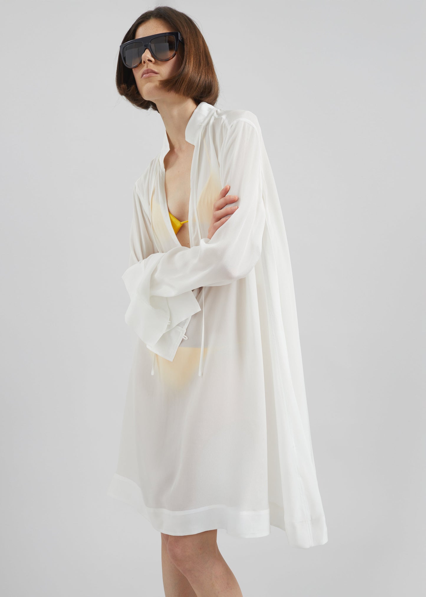 Nazare Fluid Shirt Dress - White