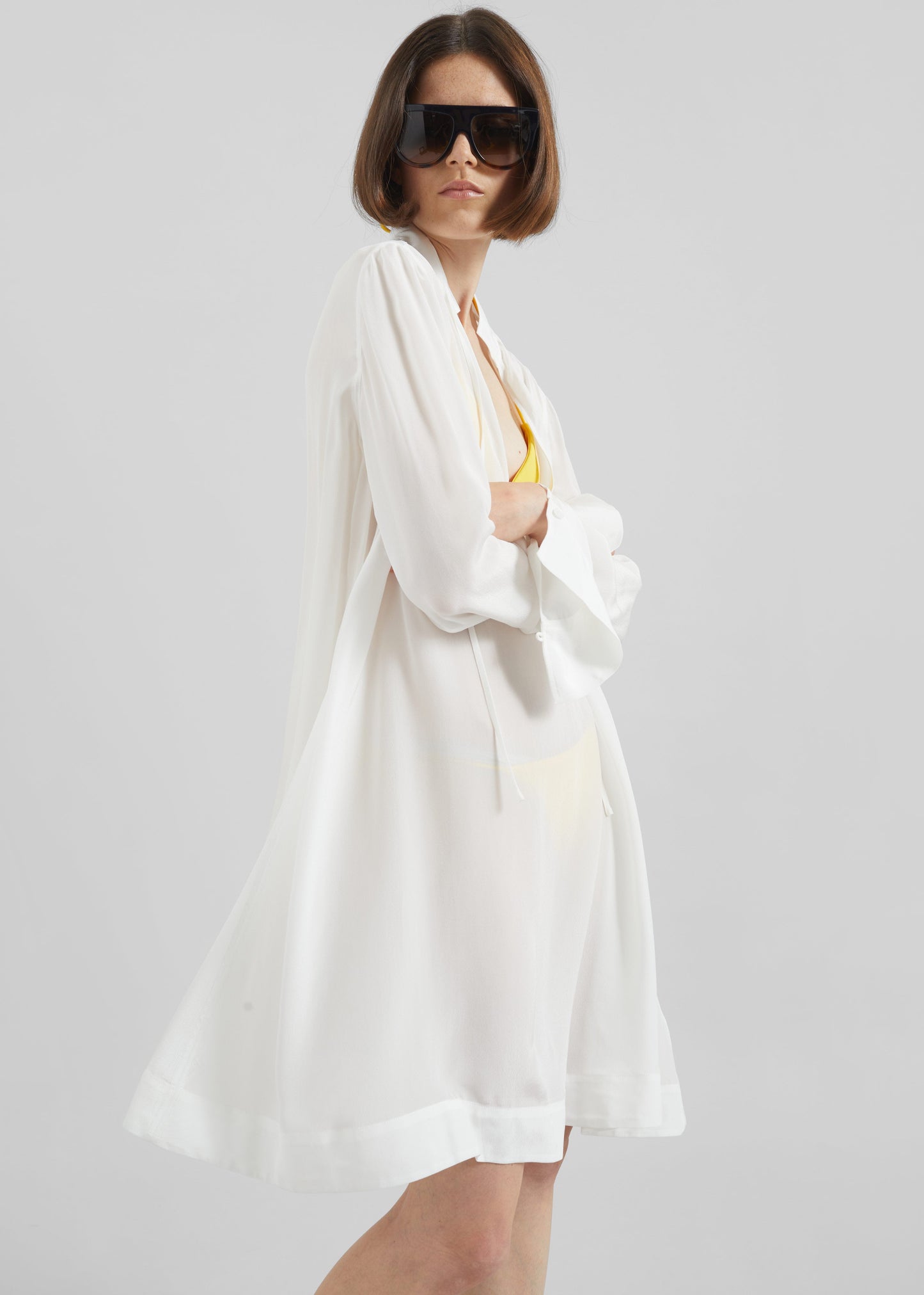 Nazare Fluid Shirt Dress - White