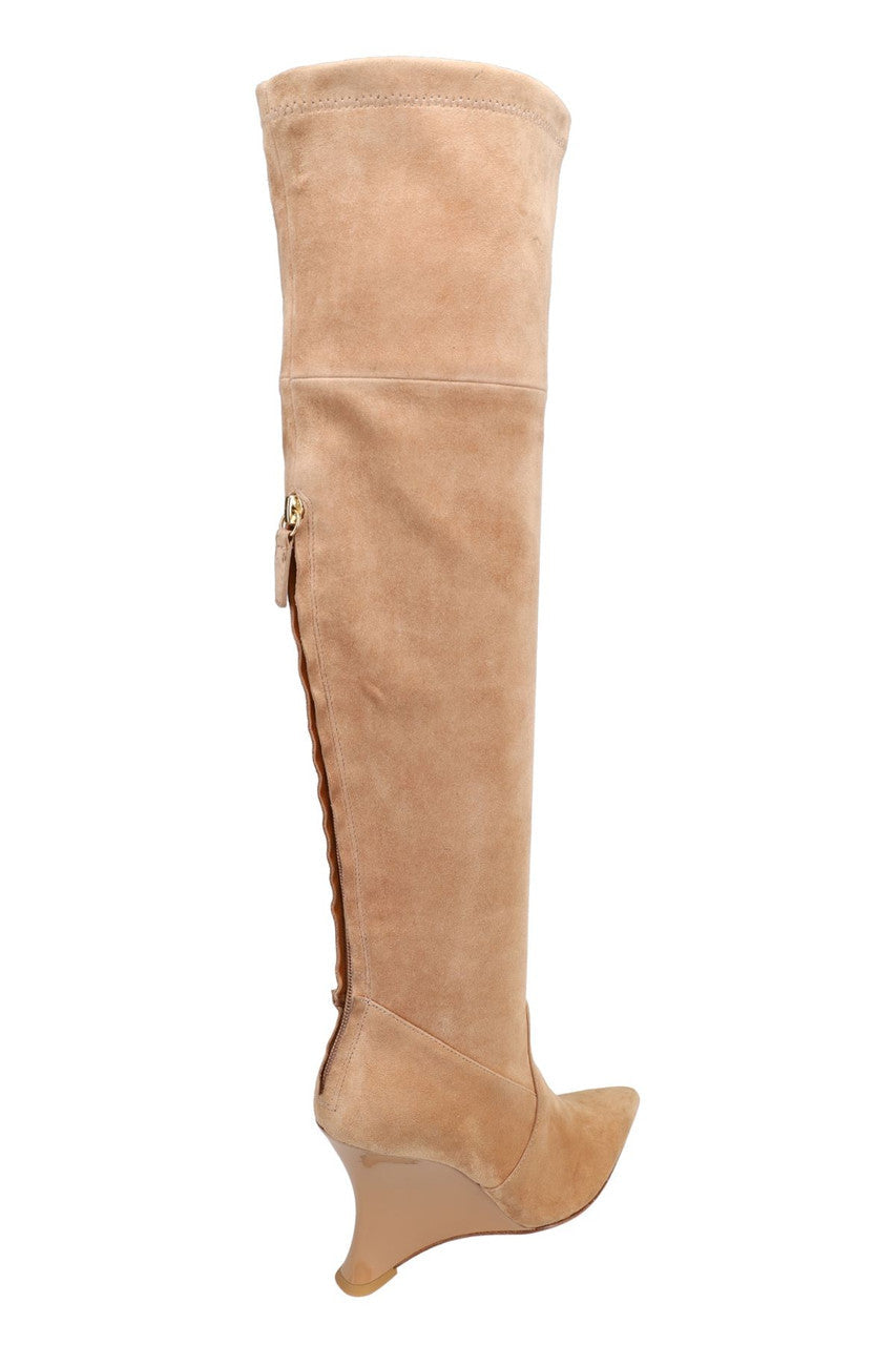Natsu Stretch Suede Over the Knee Wedge Boot