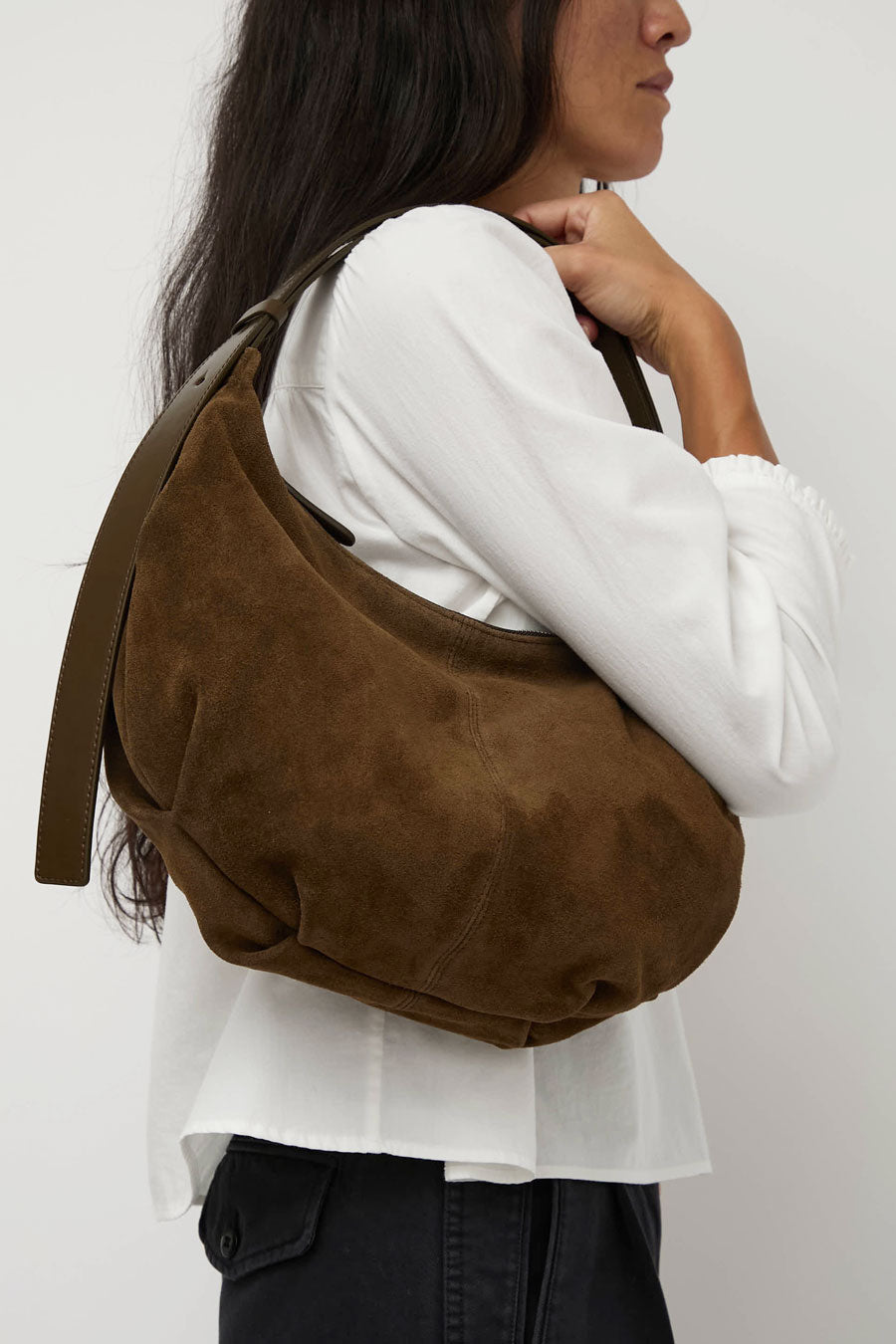 Nothing Written HT Suede Shoulder Bag in Caramel