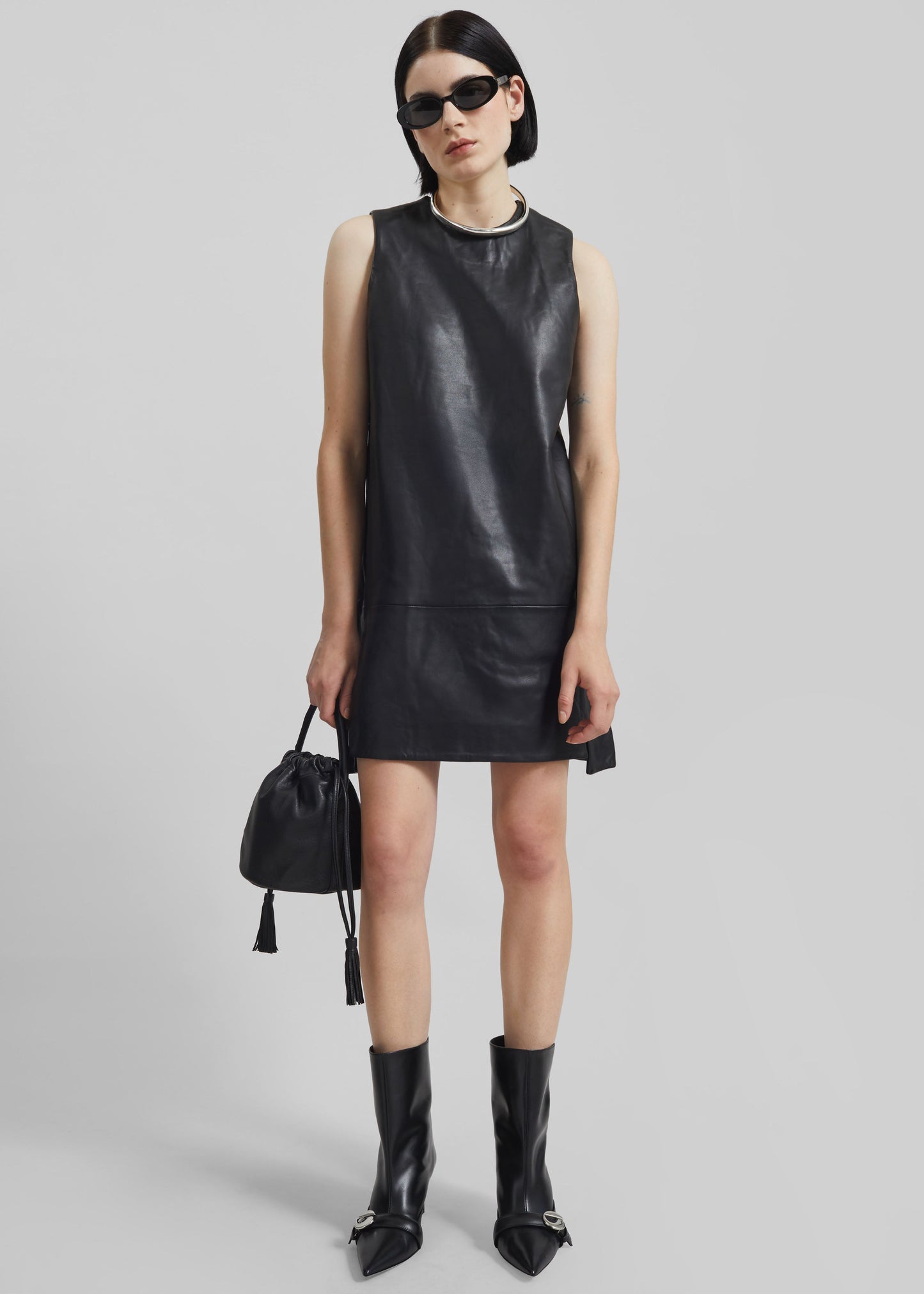 Remain Mini Leather Dress - Black