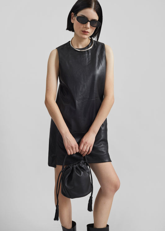 Remain Mini Leather Dress - Black