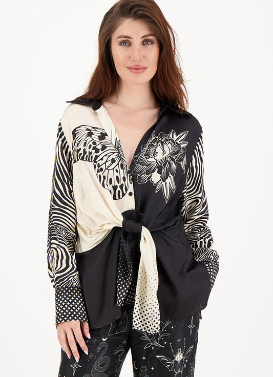 Reyna Black Magic Tie Waist Shirt